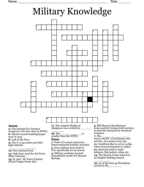possession. interstellar cloud. ceiling support. pests. urethane. small branch. All solutions for "Military branch" 14 letters crossword clue - We have 7 answers with 8 letters. Solve your "Military branch" crossword puzzle fast & easy with the-crossword-solver.com.. 
