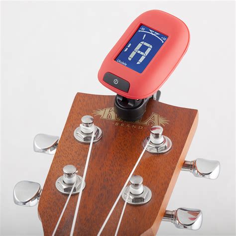 Ukulele ukulele tuner. Keep your instrument in tune at all times with this handy Kanile`a clip-on tuner. One button operation for on/off as well as toggling between various instrument settings. Perfect for use with `ukulele, guitar, bass, violin with a chromatic setting, too. Available in aqua so it’s easy to find in your black lined gig bag or case. 