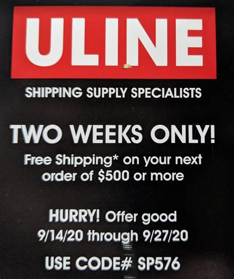 Uline free shipping code 2022. Get the free Uline.ca coupon code and apply it when you purchase online. Great Coupons don't come along everyday. ... The Uline.ca is honored to provide you free delivery service for your order. Shop now with confidence. expires soon 83 . Get Deal. expires soon. ... Expired 02/17/2022 100 . Get Deal > $53 Off. $53 Off to Your 1st Order. 