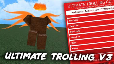 Ultimate trolling gui. Roblox 2006 Browse game Gaming Browse all gaming UTG: https://www.roblox.com/library/4924267520/THE-ultimate-trolling-gui-START-GUISubscribe Here!... 