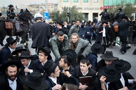 Ultra-Orthodox men block Jerusalem traffic in protest against Israeli military draft