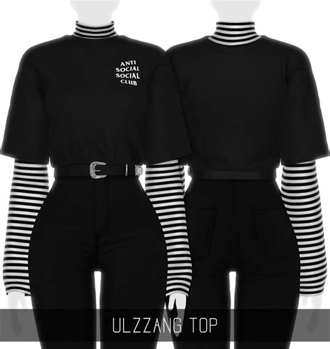 UlzzangTop Sims 4, Sims 4 mods clothes, Sims 4 clothing