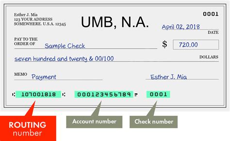 Routing number 081503490 is assigned to UMB, NA located in KANSAS CITY, MO. ABA routing number 081503490 is used to facilitate ACH funds transfers. ... The banking institution's routing number: Bank: UMB, NA Commonly used abbreviated customer name: Office Code: O - Main Office: Servicing FRB Number: