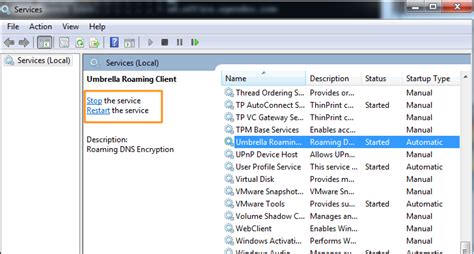 Umbrella Roaming Client: Manually Disabling or Restarting