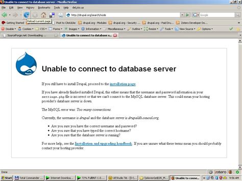 Unable to connect to database server Drupal.org