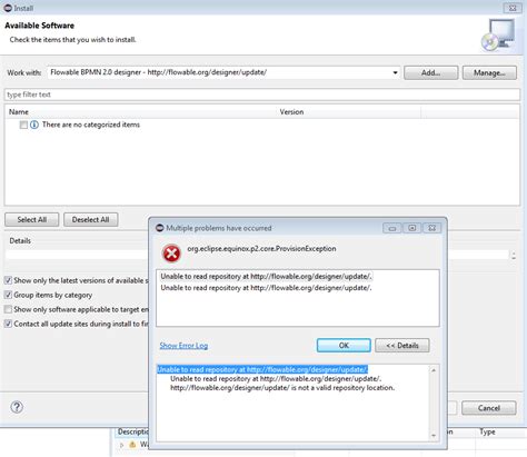 Unable to install Eclipse Designer - Flowable