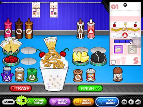 Classification: Games » Casual » Food » Restaurant Wiki pages: Fandom Manage an ice cream shop in Papa's Freezeria! Papa Louie is out of town and has left you in charge of the Freezeria. Make the perfect sundaes for customers enjoying summer vacation in this classic restaurant management game. How to Play Make delectable desserts. 
