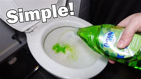 Unclog toilet with dish soap. Aug 4, 2022 ... Squeeze around a quarter of a cup of dish soap into the toilet bowl, and leave for a few minutes. Then add hot water and leave for around half ... 