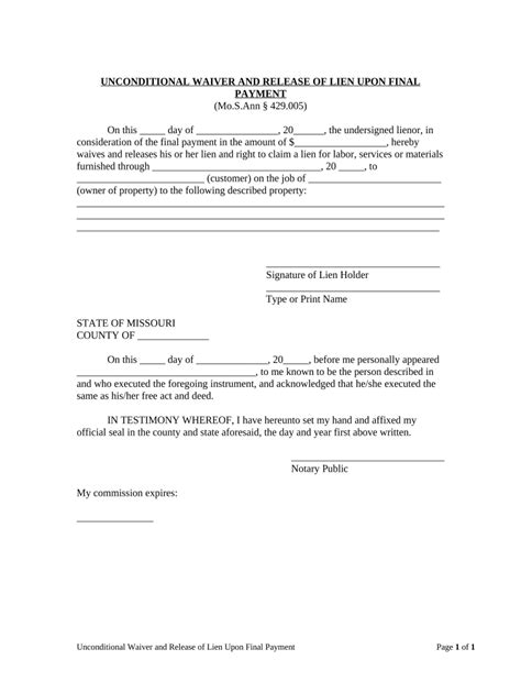 Unconditional Waiver Release Final Complete with ease airSlate SignNow
