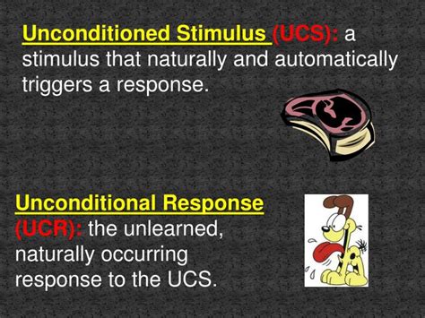 Jul 24, 2023 · Unconditioned Stimulus (UCS): This is a stimulus that naturally and automatically triggers a response without any learning needed. In Pavlov’s experiment, the food was the unconditioned stimulus as it automatically induced salivation in the dogs. . 