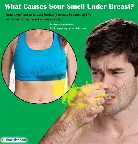 Underboob Smells Sour, Can't say, Try this: Add bicarbonate (sodium  bicarbonate) of soda to your bathing routine.
