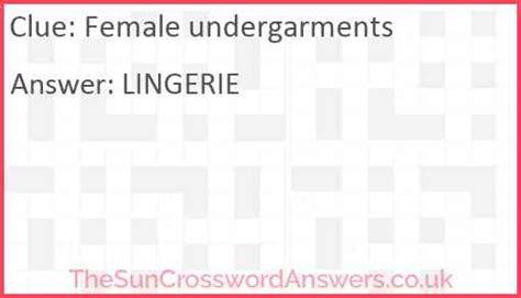 Undergarment insert crossword. Crossword Clue. Here is the solution for the Female undergarment clue featured in Times Concise puzzle on February 11, 2019. We have found 40 possible answers for this clue in our database. Among them, one solution stands out with a 95% match which has a length of 3 letters. You can unveil this answer gradually, one letter at a time, or reveal ... 