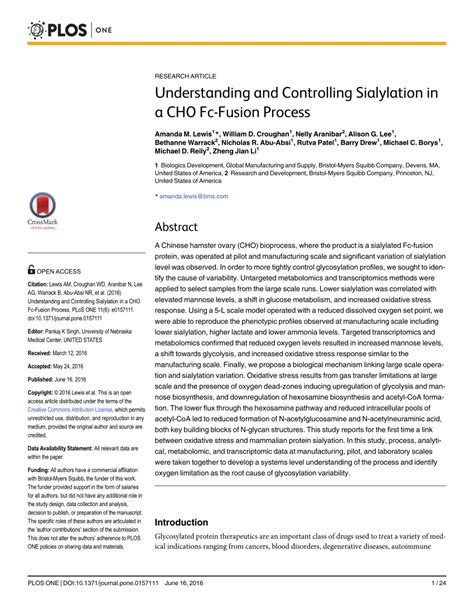 Understanding And Controlling Sialylation In A Cho Fc Fusion Process