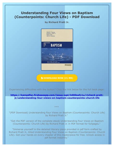 Understanding Four Views On Baptism Counterpoints Church Life