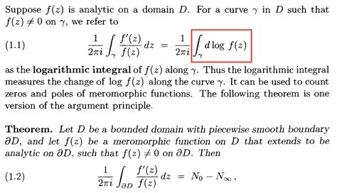 Understanding Of D Log F Z In Complex Analysis Mathematics Stack Exchange