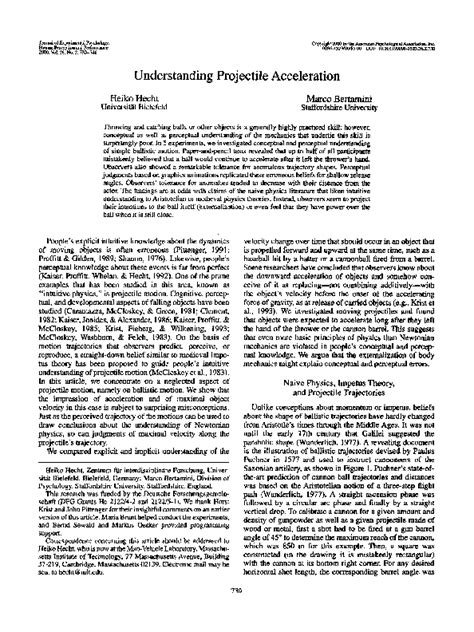 Understanding Projectile Acceleration - Bertamini