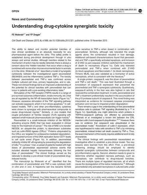 Understanding drug-cytokine synergistic toxicity Cell Death