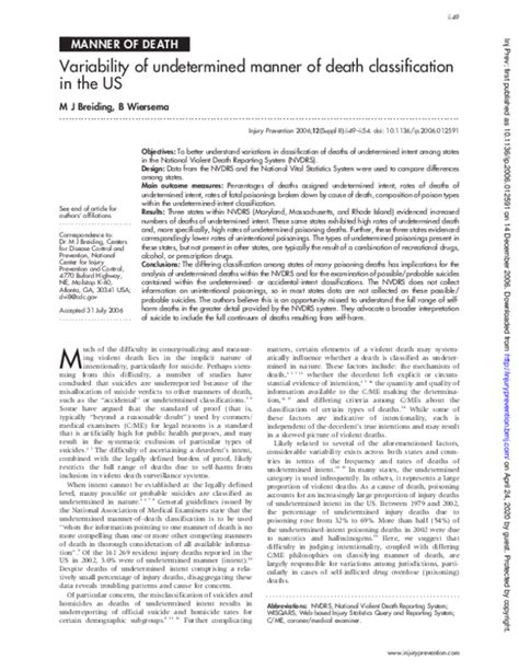 Undetermined manner of death.  The aim of our study was to retrospectivel...