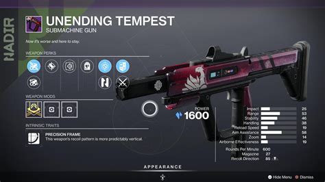 Unending tempest light gg. 21 Nov 2023 ... The Unending Tempest is an SMG that drops from the Crucible, which houses the main PvP game modes in Destiny 2. 