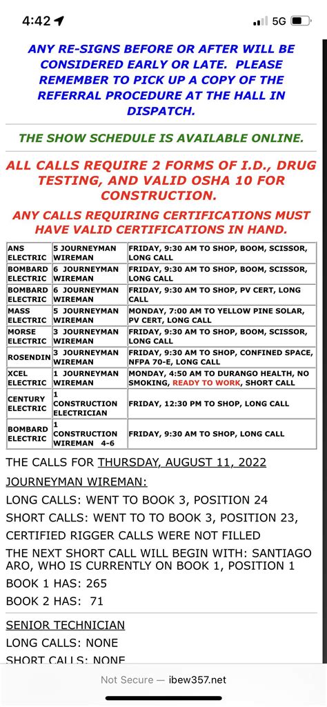 Unfilled calls. -UNFILLED CALLS- AS OF 8:45AM WE HAVE 3 UNFILLED JOURNEYMAN WIREMAN LONG CALLS AND 1 UNFILLED JOURNEYMAN WIREMAN SHORT CALL. PLEASE CALL THE HALL FOR MORE INFORMATION. 
