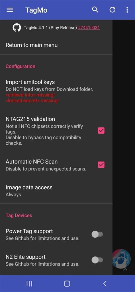 Place unfixed-info.bin, locked-secret.bin and Amiibo dump files on your Android device. Launch TagMo app, touch the 3 dots in the upper right corner > Load key(s) file… and select the unfixed-info.bin and locked-secret.bin files.. 