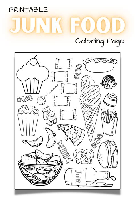 Unhealthy Food Coloring Pages at Free printable