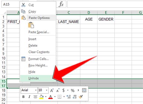 Unhide formula in excel
