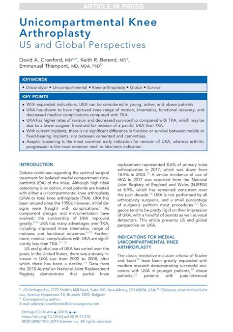 Unicompartmental Knee Arthroplasty: US and Global Perspectives.