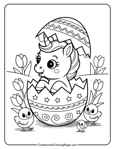 Unicorn Easter Coloring Pages