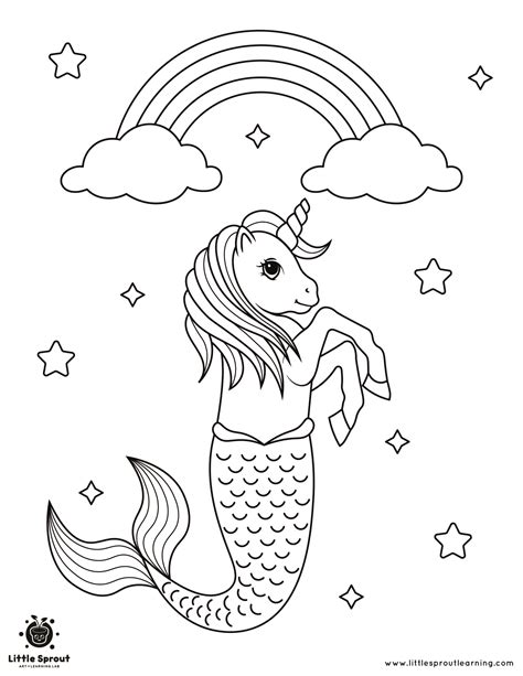 Unicorn Mermaid Coloring Shee