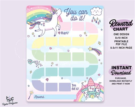 Unicorn Reward Chart Printable Unicorn Behavior Chart Etsy