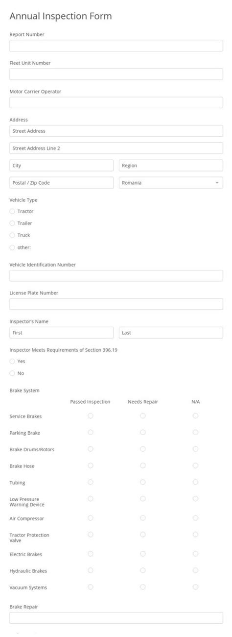 Uniform Inspection Form Template 123 Form Builder