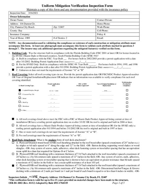 Uniform Mitigation Verification I nspection Form Maintain a copy …