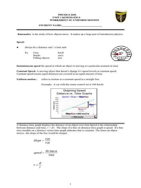 Uniform motion worksheet.  Uniform Motion (average speed, average velocity, t...