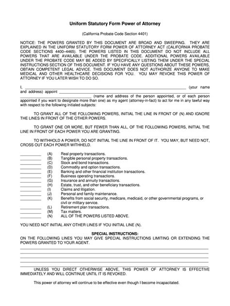 Uniform statutory form power of attorney act.  Uniform Statutory Form Pow...