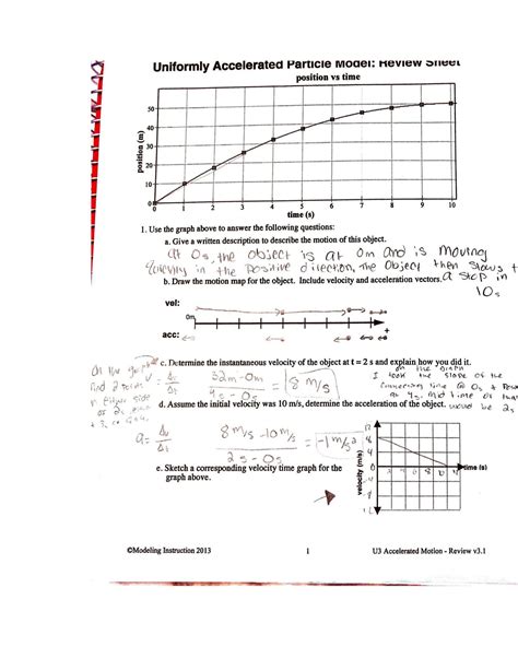 Uniformly Accelerated Particle Model Review Sheet Fill Out and Sign