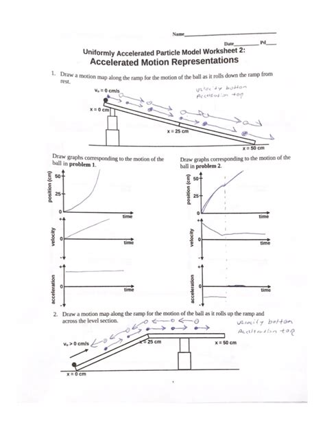 Uniformly accelerated motion model worksheet 3.  vo = 0 cm/s 3.  Draw a m...