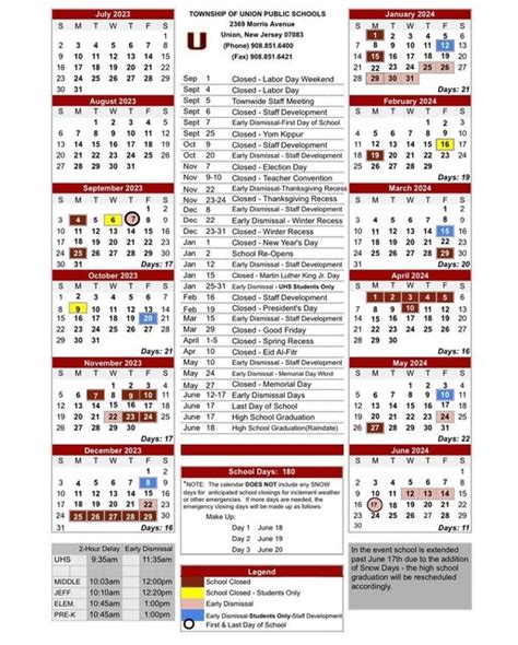 Union Public Schools Calendar