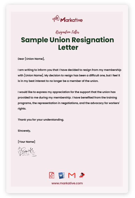 Union steward resignation letter.  18 Resignation Letter Templates are ...