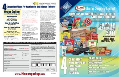 Quarterly Food and Hygiene Program. In addition to their normal commissary orders, incarcerated individuals located in the Indiana Department of Correction Adult Facilities may receive one Enhanced Commissary Food and Hygiene Order up to 30 pounds of product per quarter. These orders can contain any of the approved items that appear on this .... 
