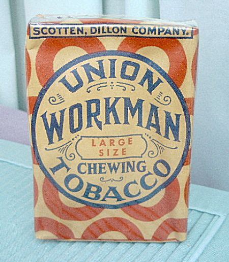 Auction. Buy It Now. Best Match. 59 Results. Brand: Union Workman. Handmade. Condition. Price. Buying Format. All Filters. Rare Vintage1940's Union Workman Scrap tobacco tin sign 10 Cent Original. $635.00. $15.00 shipping. UNION WORKMAN vintage chewing tobacco 1975 empty pouch. $14.95. or Best Offer. $5.25 shipping.. 