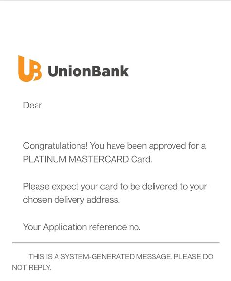 Unionbank Platinum Mastercard Approved! This would be my very …