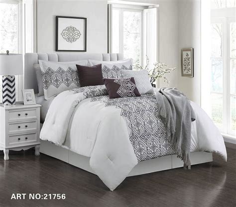 Unique Home 7 Piece Collections Comforter Set Abstract Sqaure Pattern
