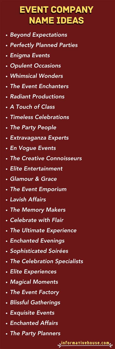 Unique event names with meaning.  Get matching themes and optional taglines in ...