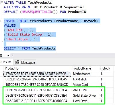 Unique id example.  The UNIQUEIDENTIFIER data type in SQL Server holds 16...