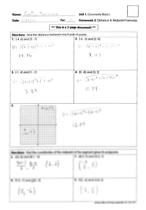 Unit 1 geometry basics homework 3 distance and midpoint formulas. Unit 1 Geometry Basics Homework 3 Distance And Midpoint Formulas Answer Key. I am looking for unit 1 geometry basics homework 3 distance and midpoint formulas answer key. Here are some of the questions for geometry basics distance and midpoint formulas answers Directions: Find the distance between each pair of points. 1. 1-4.6) and (3.-7) 2. 