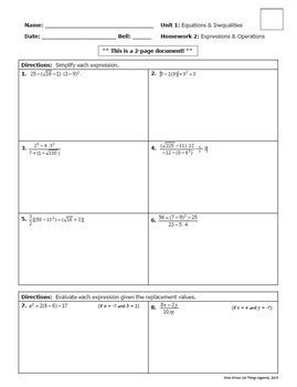 Unit 1 test study guide equations and inequalities. This Algebra Basics Unit Bundle contains guided notes, homework assignments, three quizzes, a study guide, and a test that address the following topics:• The Real Number System• Properties (includes a performance task!)•. Order of Operations• Evaluating Expressions• Matrices• Translating Expressions•... 