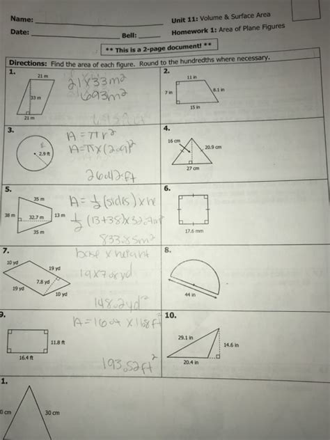 Unit 11 Volume And Surface Area Homework 1 Answer Key CITYESSAY