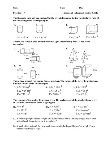 Unit 11 Volume And Surface Area Worksheet Answer Key Printable Word