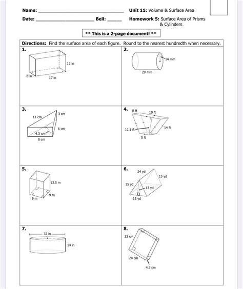 Expert Answer. 100% (6 ratings) I hope it will help …. View the full answer. Transcribed image text: Name: Unit 11: Volume & Surface Area Homework 4: Area of Regular Figures Bell: Date: ** This is a 2-page document! ** Directions: Find the area of each figure. 1. 2. 17 62 mm 491 125.14 9 mm 3.. 